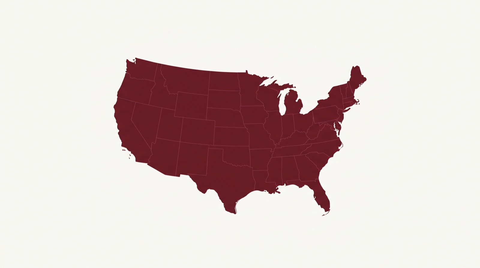 Map of the contiguous United States, indicating nationwide availability